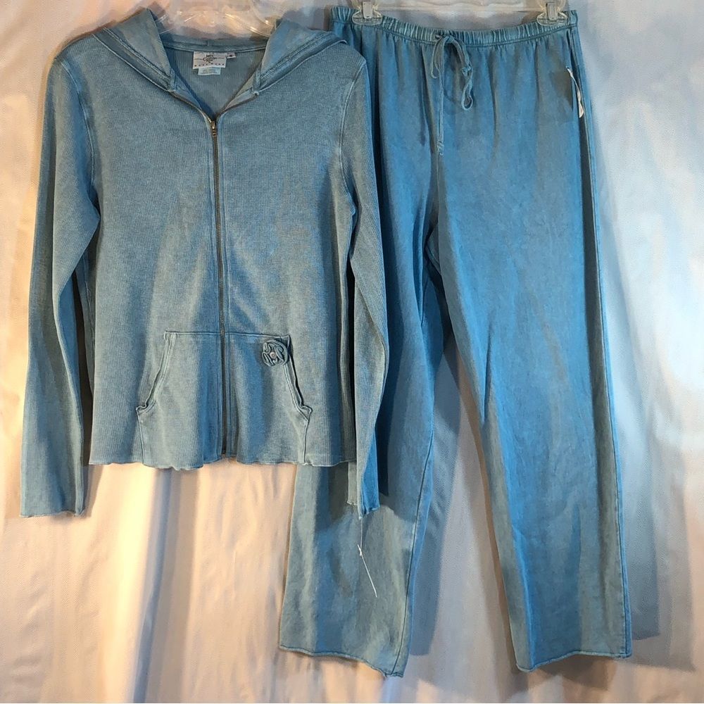 💯Cotton by Marc Ware Light Blue Dress Jogging Suit Zipper Jacket & Pants SP
